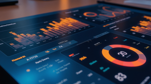 企业管理软件界面截图，包含多个功能模块，深色主题背景，现代化UI设计，图表和数据展示区域，操作按钮布局清晰